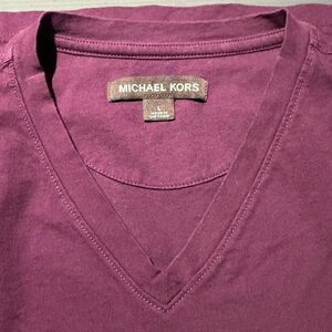 Michael Kors Men's Burgundy and Purple T-shirt Large